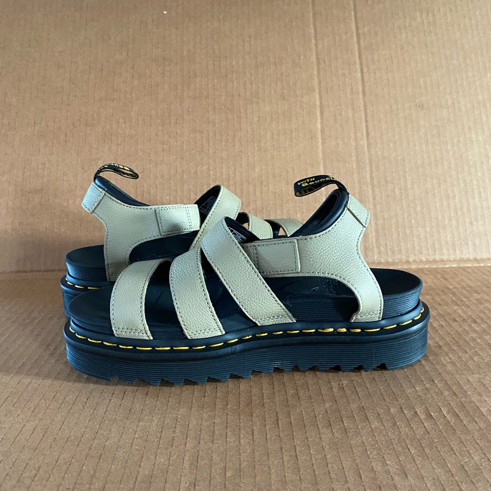 Dr. Martens Women's Blaire Pisa Leather Strap Sandals 'Pale Olive' | US 9 - Picture 2 of 7